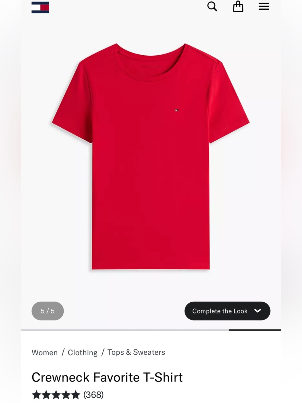 Tommy Hilfiger Women's Red Classic Crewneck Tee